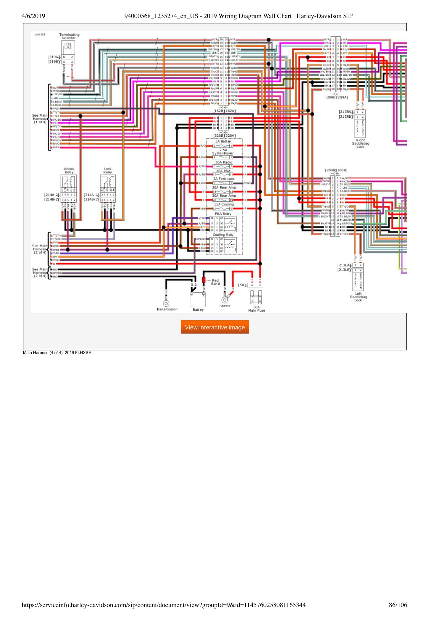 Harley Davidson SIP 2019 Wall Chart. Wiring Diagram - page 6